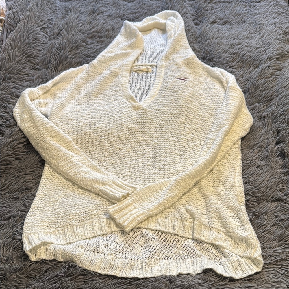Hollister Knit White/ Off- white Hooded Sweater Size XS/S